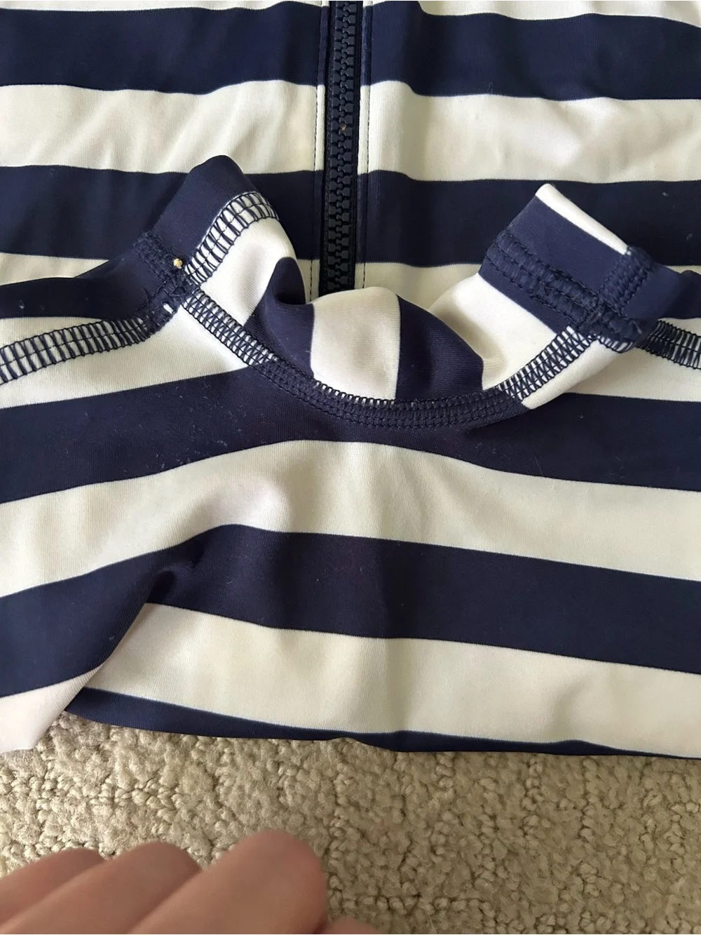 Hanna Andersson baby navy striped rashguard 6-12 months swim summer